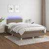 Cama Matrimonial | Cama Para Adultos | Cama Box Spring Con Colchón Y Led Tela Gris Taupe 120x190 Cm Cfw505064