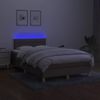 Cama Matrimonial | Cama Para Adultos | Cama Box Spring Con Colchón Y Led Tela Gris Taupe 120x190 Cm Cfw507680