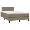 Cama Matrimonial | Cama Para Adultos | Cama Box Spring Con Colchón Y Led Tela Gris Taupe 120x190 Cm Cfw751890