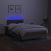 Cama Matrimonial | Cama Para Adultos | Cama Box Spring Con Colchón Y Led Tela Gris Taupe 120x190 Cm Cfw751890