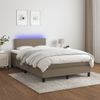 Cama Matrimonial | Cama Para Adultos | Cama Box Spring Con Colchón Y Led Tela Gris Taupe 120x190 Cm Cfw751890