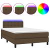 Cama Matrimonial | Cama Para Adultos | Cama Box Spring Con Colchón Y Led Tela Marrón Oscuro 120x190 Cm Cfw570295