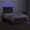 Cama Matrimonial | Cama Para Adultos | Cama Box Spring Con Colchón Y Led Tela Marrón Oscuro 120x190 Cm Cfw759942