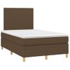 Cama Matrimonial | Cama Para Adultos | Cama Box Spring Con Colchón Y Led Tela Marrón Oscuro 120x190 Cm Cfw741398