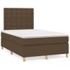 Cama Matrimonial | Cama Para Adultos | Cama Box Spring Con Colchón Y Led Tela Marrón Oscuro 120x190 Cm Cfw252518