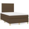 Cama Matrimonial | Cama Para Adultos | Cama Box Spring Con Colchón Y Led Tela Marrón Oscuro 120x190 Cm Cfw548813