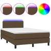 Cama Matrimonial | Cama Para Adultos | Cama Box Spring Con Colchón Y Led Tela Marrón Oscuro 120x190 Cm Cfw793863