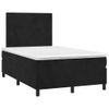 Cama Matrimonial | Cama Para Adultos | Cama Box Spring Con Colchón Y Led Terciopelo Negro 120x190 Cm Cfw153272