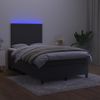 Cama Matrimonial | Cama Para Adultos | Cama Box Spring Con Colchón Y Led Terciopelo Negro 120x190 Cm Cfw153272