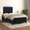 Cama Matrimonial | Cama Para Adultos | Cama Box Spring Con Colchón Y Led Terciopelo Negro 120x190 Cm Cfw153272