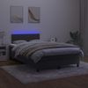 Cama Matrimonial | Cama Para Adultos | Cama Box Spring Con Colchón Y Led Terciopelo Negro 120x190 Cm Cfw799251