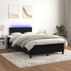 Cama Matrimonial | Cama Para Adultos | Cama Box Spring Con Colchón Y Led Terciopelo Negro 120x190 Cm Cfw799251