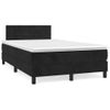 Cama Matrimonial | Cama Para Adultos | Cama Box Spring Con Colchón Y Led Terciopelo Negro 120x190 Cm Cfw277579