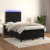 Cama Matrimonial | Cama Para Adultos | Cama Box Spring Con Colchón Y Led Terciopelo Negro 120x190 Cm Cfw217794