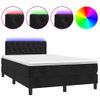 Cama Matrimonial | Cama Para Adultos | Cama Box Spring Con Colchón Y Led Terciopelo Negro 120x190 Cm Cfw995289