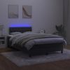 Cama Matrimonial | Cama Para Adultos | Cama Box Spring Con Colchón Y Led Terciopelo Negro 120x190 Cm Cfw995289