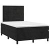 Cama Matrimonial | Cama Para Adultos | Cama Box Spring Con Colchón Y Led Terciopelo Negro 120x190 Cm Cfw705688