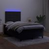 Cama Matrimonial | Cama Para Adultos | Cama Box Spring Con Colchón Y Led Terciopelo Negro 120x190 Cm Cfw705688