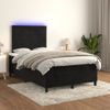 Cama Matrimonial | Cama Para Adultos | Cama Box Spring Con Colchón Y Led Terciopelo Negro 120x190 Cm Cfw705688