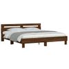 Cama Matrimonial | Cama Para Adultos | Cama Con Cabecero Madera De Ingeniería Marrón Roble 180x200 Cm Cfw589606