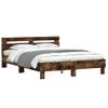 Cama Matrimonial | Cama Para Adultos | Cama Con Cabecero Madera De Ingeniería Roble Ahumado 140x190 Cm Cfw103966