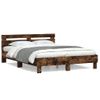 Cama Matrimonial | Cama Para Adultos | Cama Con Cabecero Madera De Ingeniería Roble Ahumado 140x200 Cm Cfw616067