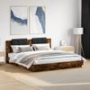 Cama Matrimonial | Cama Para Adultos | Cama Con Cabecero Madera De Ingeniería Roble Ahumado 180x200 Cm Cfw10788