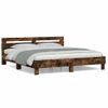 Cama Matrimonial | Cama Para Adultos | Cama Con Cabecero Madera De Ingeniería Roble Ahumado 200x200 Cm Cfw809475