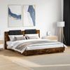 Cama Matrimonial | Cama Para Adultos | Cama Con Cabecero Madera De Ingeniería Roble Ahumado 200x200 Cm Cfw695175