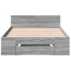 Cama Individual | Cama Para Adultos | Cama Con Cajón Madera De Ingeniería Gris Sonoma 90x190 Cm Cfw31904