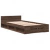 Cama Individual | Cama Para Adultos | Cama Con Cajón Madera De Ingeniería Marrón Roble 90x190 Cm Cfw68619