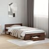 Cama Individual | Cama Para Adultos | Cama Con Cajón Madera De Ingeniería Marrón Roble 90x190 Cm Cfw68619