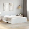 Cama Matrimonial | Cama Para Adultos | Cama Con Cajones Madera De Ingeniería Blanca 140x190 Cm Cfw341344