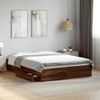 Cama Matrimonial | Cama Para Adultos | Cama Con Cajones Madera De Ingeniería Marrón Roble 140x190 Cm Cfw51298