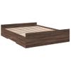 Cama Matrimonial | Cama Para Adultos | Cama Con Cajones Madera De Ingeniería Marrón Roble 150x200 Cm Cfw659368