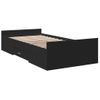 Cama Individual | Cama Para Adultos | Cama Con Cajones Madera De Ingeniería Negro 100x200 Cm Cfw82175