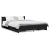 Cama Matrimonial | Cama Para Adultos | Cama Con Cajones Madera De Ingeniería Negro 135x190 Cm Cfw68558