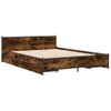 Cama Matrimonial | Cama Para Adultos | Cama Con Cajones Madera De Ingeniería Roble Ahumado 120x190 Cm Cfw11214