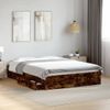 Cama Matrimonial | Cama Para Adultos | Cama Con Cajones Madera De Ingeniería Roble Ahumado 135x190 Cm Cfw31823