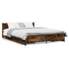 Cama Matrimonial | Cama Para Adultos | Cama Con Cajones Madera De Ingeniería Roble Ahumado 140x190 Cm Cfw47257