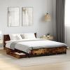 Cama Matrimonial | Cama Para Adultos | Cama Con Cajones Madera De Ingeniería Roble Ahumado 140x200 Cm Cfw21833