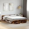 Cama Matrimonial | Cama Para Adultos | Cama Con Cajones Madera De Ingeniería Roble Ahumado 160x200 Cm Cfw54591