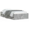 Cama Individual | Cama Para Adultos | Cama Con Cajones Madera Ingeniería Gris Hormigón 100x200 Cm Cfw951010