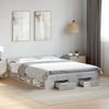 Cama Matrimonial | Cama Para Adultos | Cama Con Cajones Madera Ingeniería Gris Hormigón 135x190 Cm Cfw19380