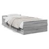 Cama Individual | Cama Para Adultos | Cama Con Cajones Madera Ingeniería Gris Sonoma 100x200 Cm Cfw22565