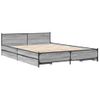 Cama Matrimonial | Cama Para Adultos | Cama Con Cajones Madera Ingeniería Gris Sonoma 150x200 Cm Cfw32736