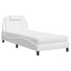 Cama Individual | Cama Para Adultos | Cama Con Colchón Cuero Sintético Blanco 80x200 Cm Cfw87681