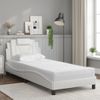 Cama Individual | Cama Para Adultos | Cama Con Colchón Cuero Sintético Blanco 80x200 Cm Cfw87681