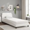 Cama Individual | Cama Para Adultos | Cama Con Colchón Cuero Sintético Blanco 90x190 Cm Cfw74266