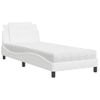 Cama Individual | Cama Para Adultos | Cama Con Colchón Cuero Sintético Blanco 90x200 Cm Cfw44503